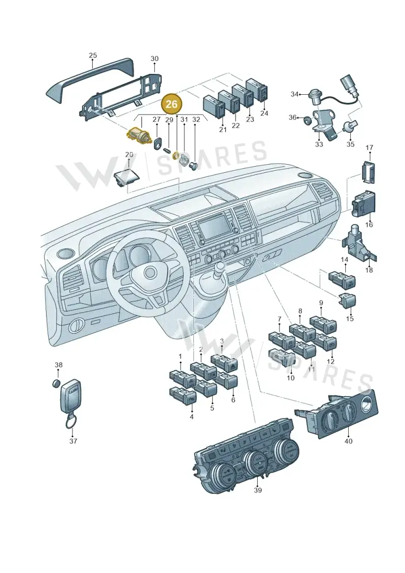 7D0951275A — Volkswagen Caravelle (2015-2019) diagram 861941510, position 26