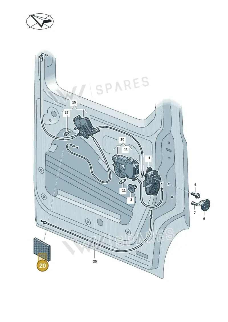 7D0971798A — Volkswagen Caddy Maxi Kombi (2020-2024) diagram 2ka843800, position 20