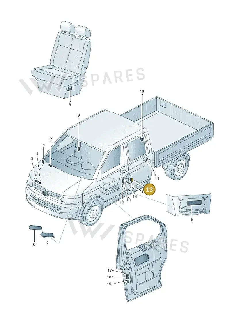 7E0010001 — Volkswagen Single-cab transp. (2019-2024) diagram 862010000, position 13