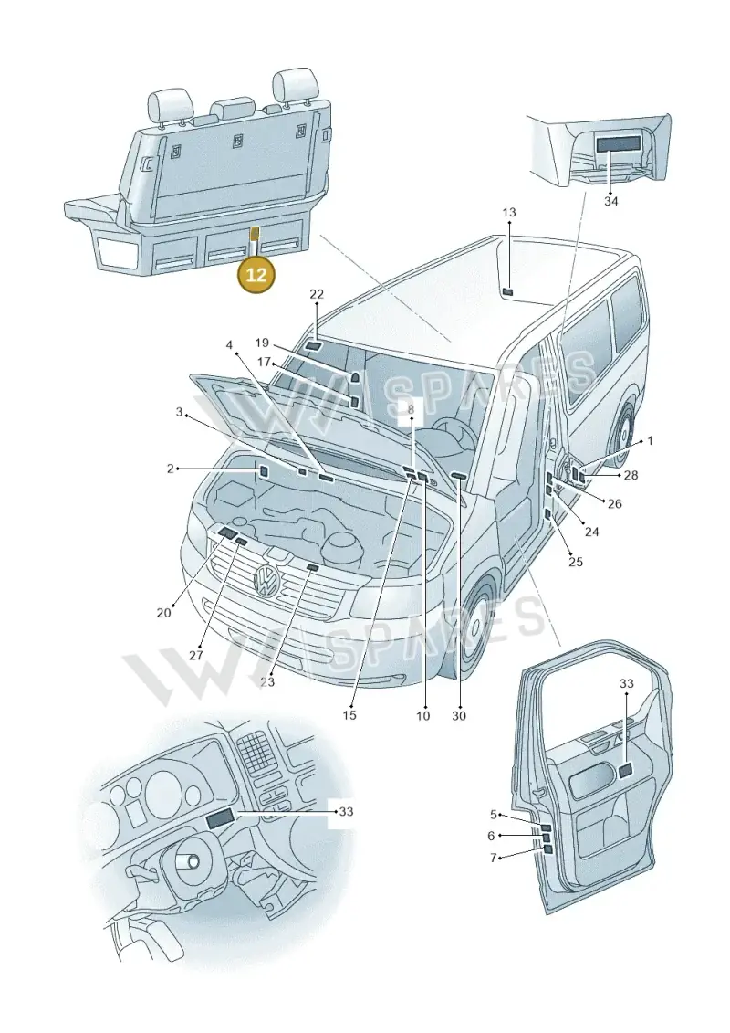 7E0010001C — Volkswagen Transport. multivan (2019-2024) diagram 861010000, position 12