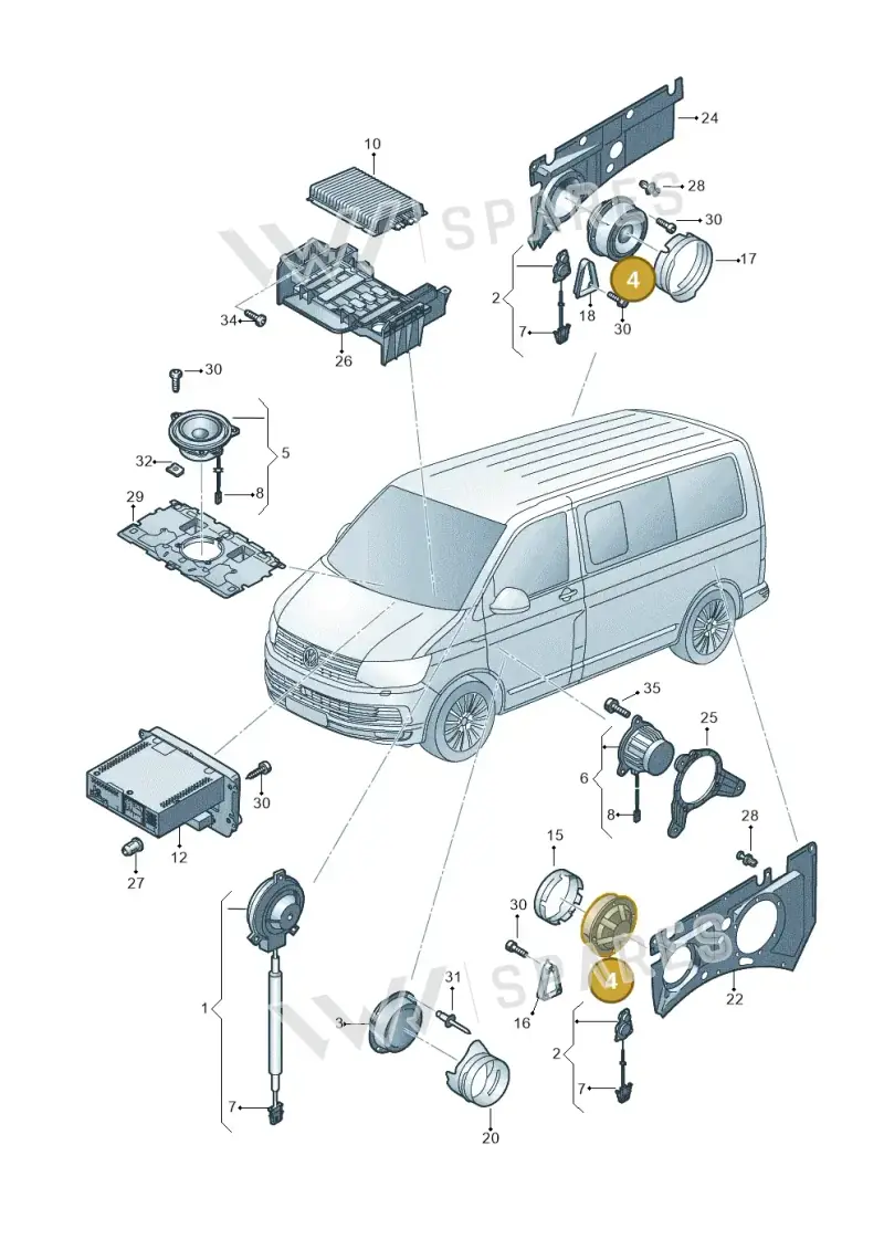 7E0035453F — Volkswagen Caravelle (2015-2019) diagram 861035350, position 4