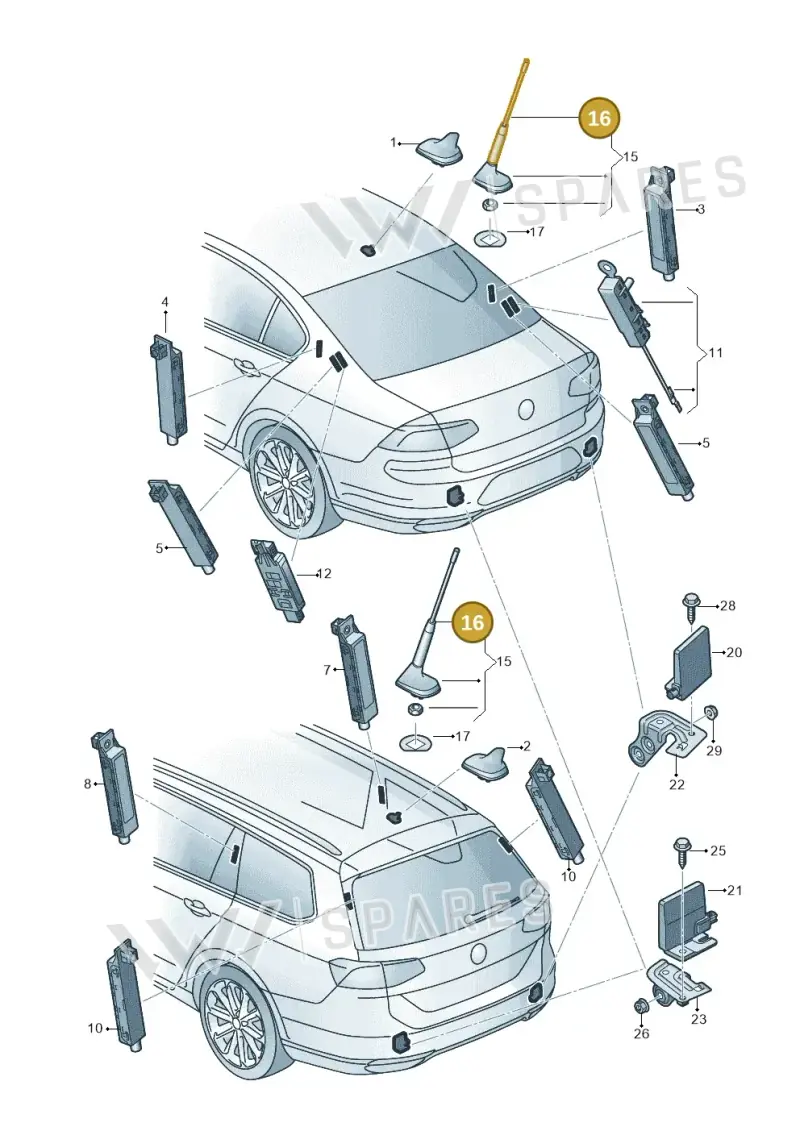 7E0035849 — Volkswagen Passat saloon (2014-2024) diagram 793035100, position 16