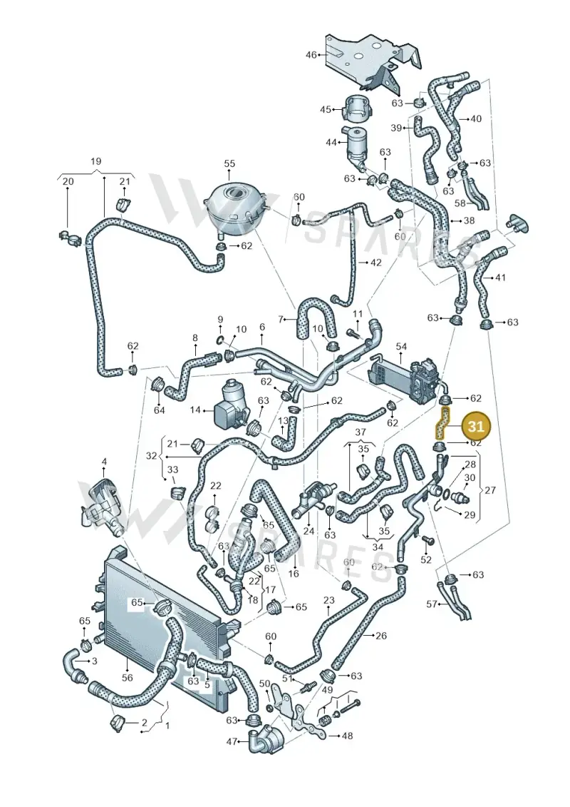 7E0121086B — Volkswagen Caravelle (2015-2019) diagram 861121400, position 31
