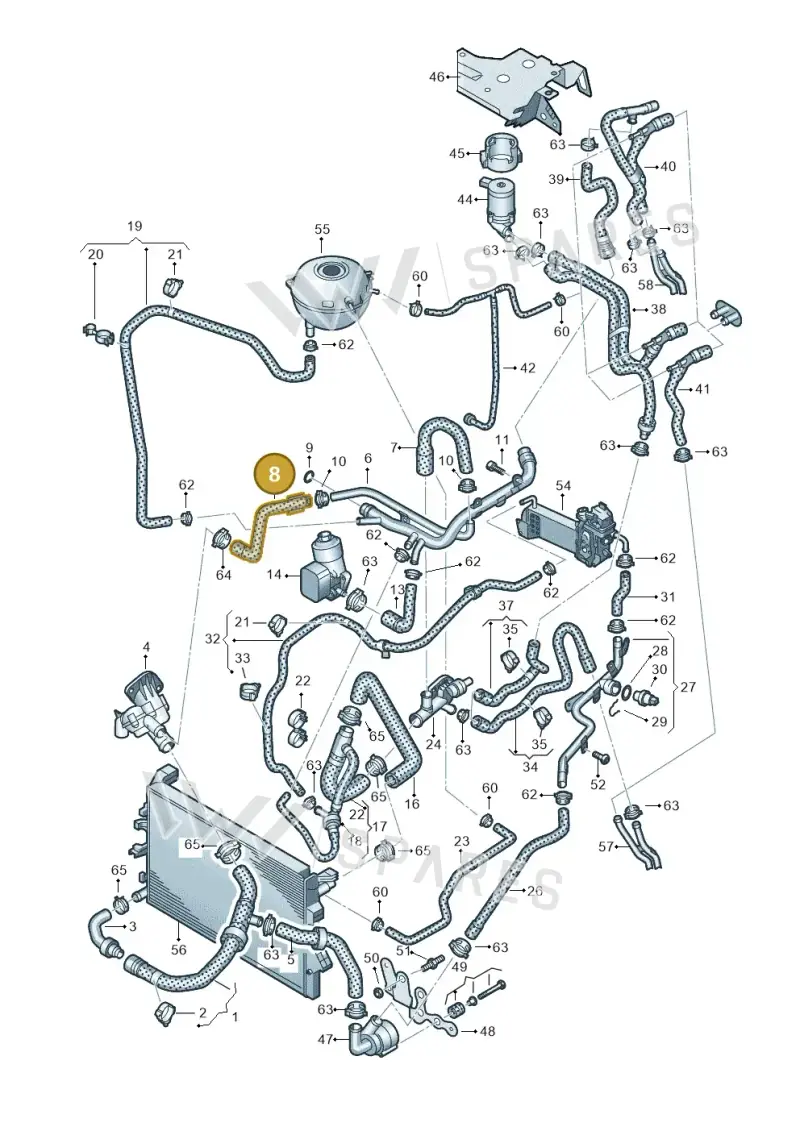 7E0121086J — Volkswagen Caravelle (2015-2019) diagram 861121400, position 8