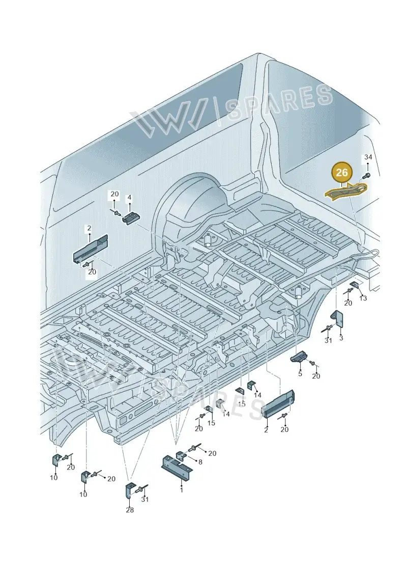 7E0803611 — Volkswagen Caravelle (2015-2019) diagram 861801400, position 26