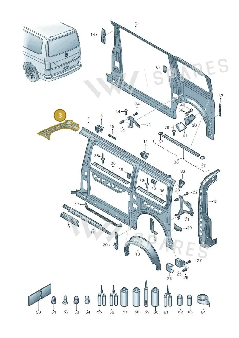 7E0809203A — Volkswagen Caravelle (2019-2024) diagram 861809000, position 3