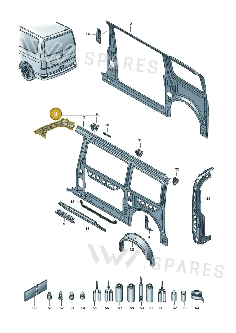 7E0809203A — Volkswagen Transport. multivan (2019-2024) diagram 7em809000, position 3