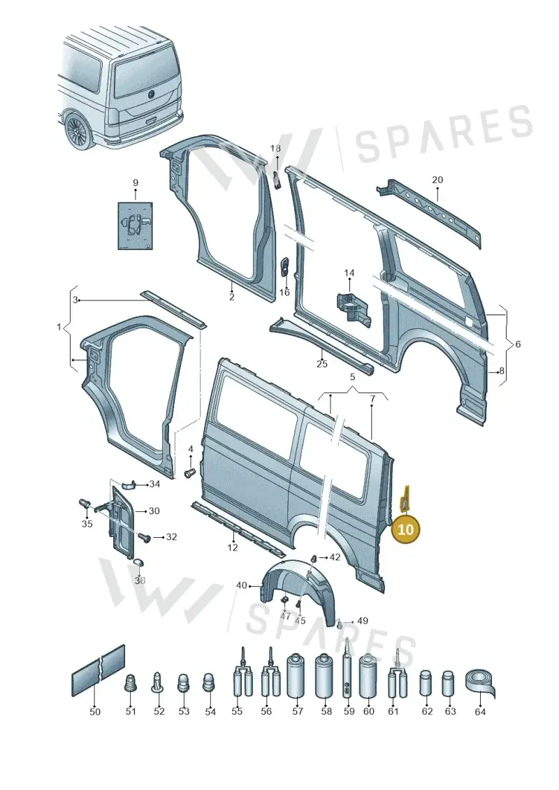 7E0809392 — Volkswagen Transport. multivan (2019-2024) diagram 861809200, position 10