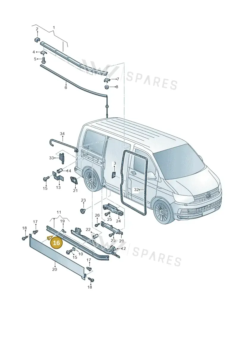 7E0843514 — Volkswagen Transport. multivan (2019-2024) diagram 861843500, position 16