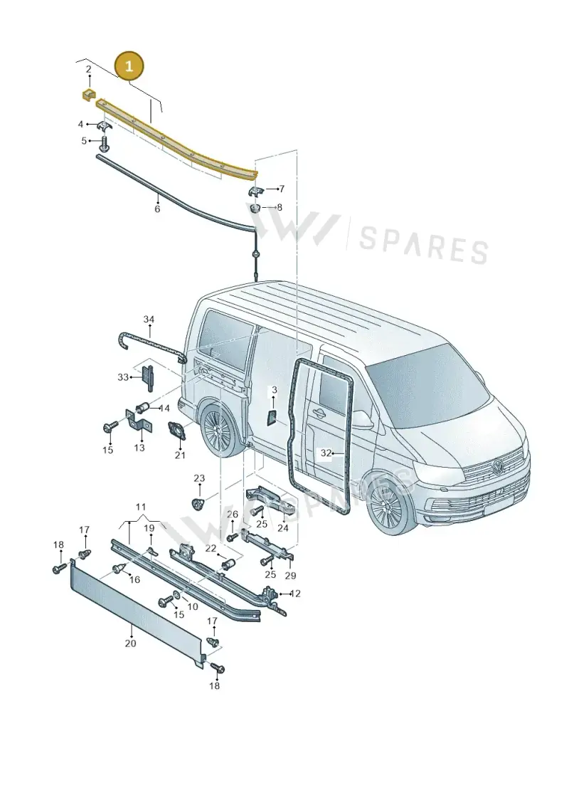 7E0843859A — Volkswagen Transport. multivan (2019-2024) diagram 861843500, position 1