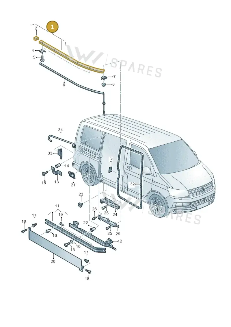 7E0843860A — Volkswagen Transport. multivan (2019-2024) diagram 861843500, position 1