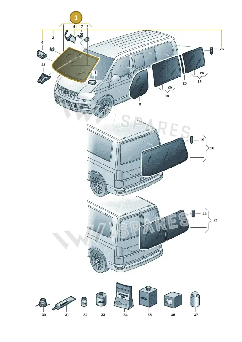7E0845099BANVB — Volkswagen Caravelle (2019-2024) diagram 7ep845000, position 1