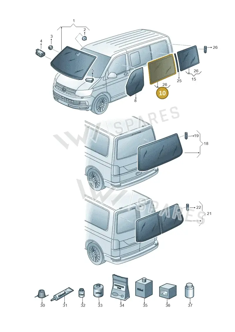 7E0845302ENVB — Volkswagen Caravelle (2015-2019) diagram 861845000, position 10