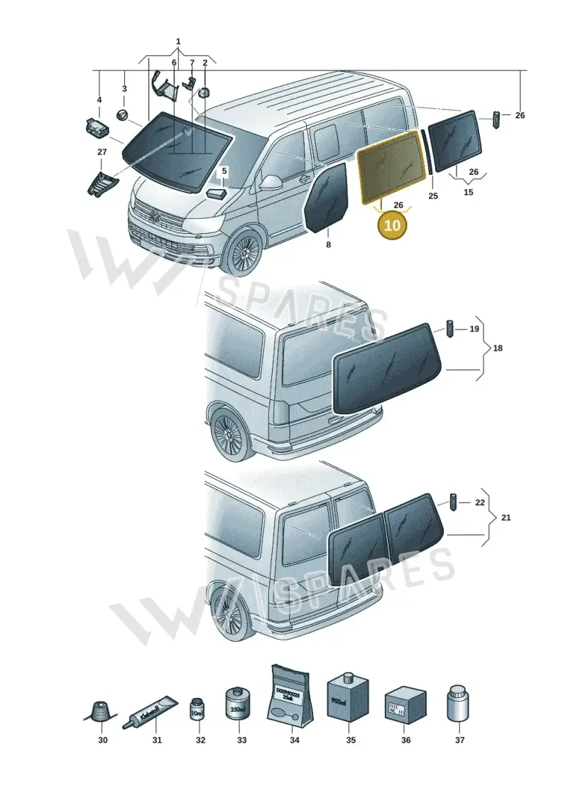 7E0845305ENVB — Volkswagen Caravelle (2019-2024) diagram 7ep845000, position 10