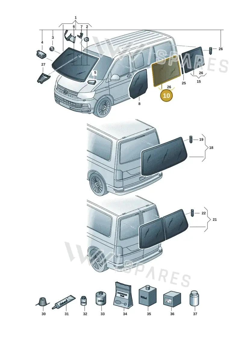 7E0845306FNVB — Volkswagen Caravelle (2019-2024) diagram 7ep845000, position 10