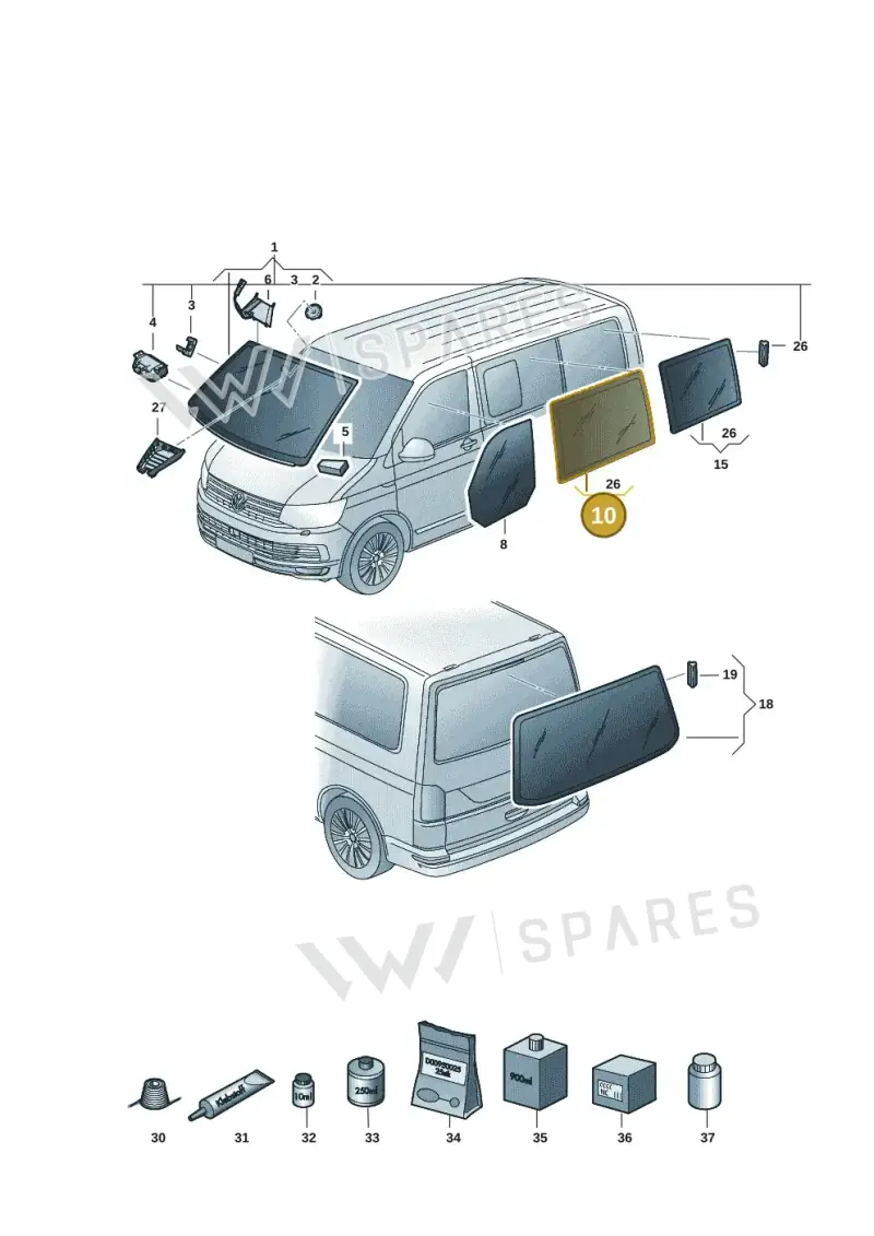 7E0845306GNVB — Volkswagen Transporter Multivan (2019-2024) diagram 7em845000, position 10