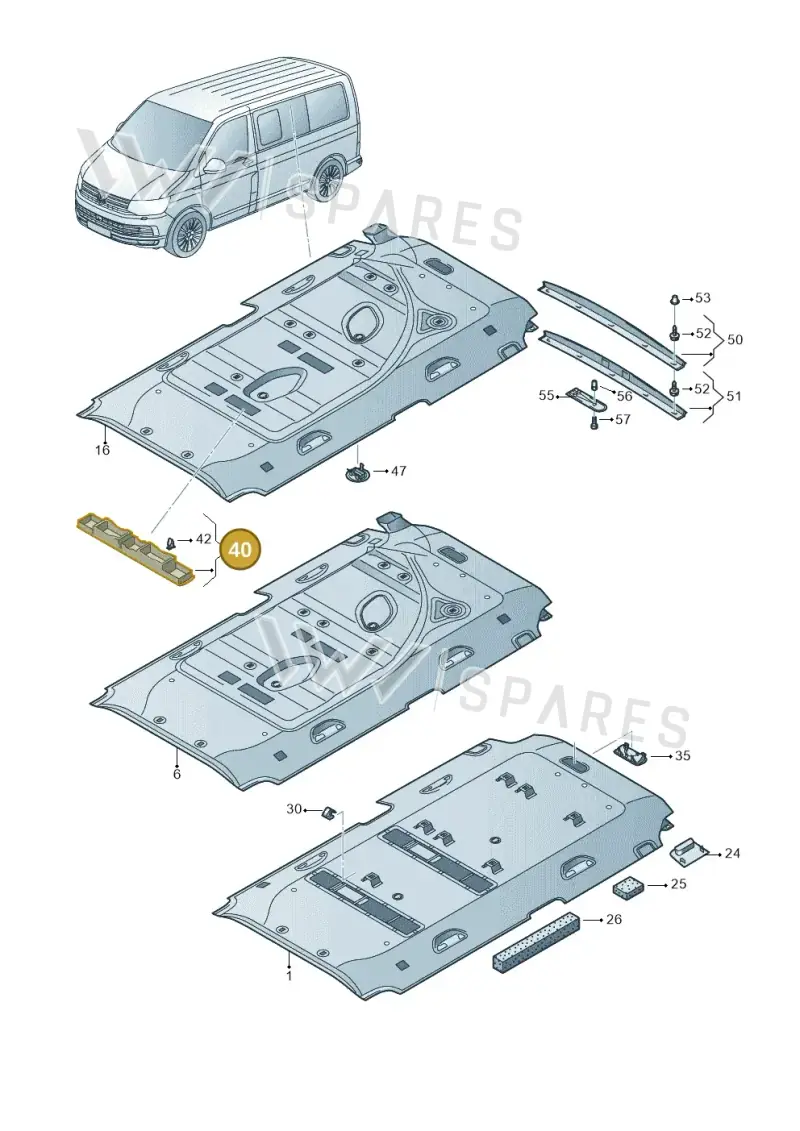 7E0858848A8YS — Volkswagen Caravelle (2015-2019) diagram 861867650, position 40