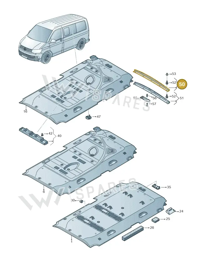 7E0867625CY20 — Volkswagen Caravelle (2015-2019) diagram 861867650, position 50