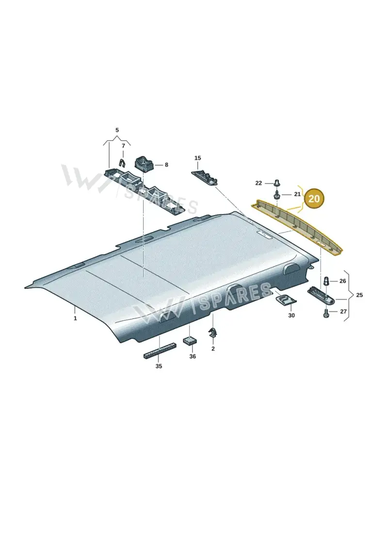 7E0867625CY20 — Volkswagen Transporter Multivan (2019-2024) diagram 7em867060, position 20