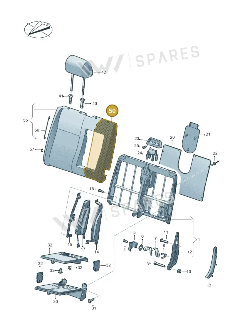 7E0881775S — Volkswagen Caravelle (2019-2024) diagram 861881200, position 50