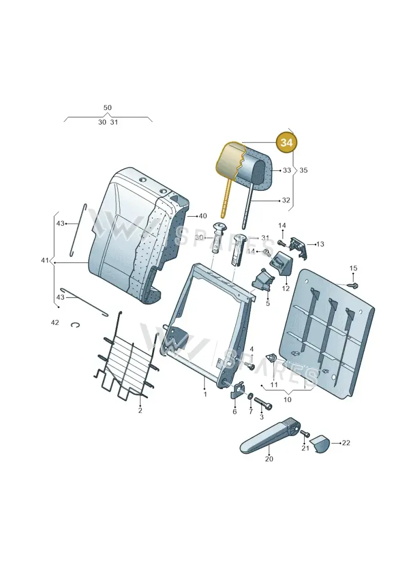7E0881921D96W — Volkswagen Transp. caravelle (2011-2015) diagram 410883700, position 34