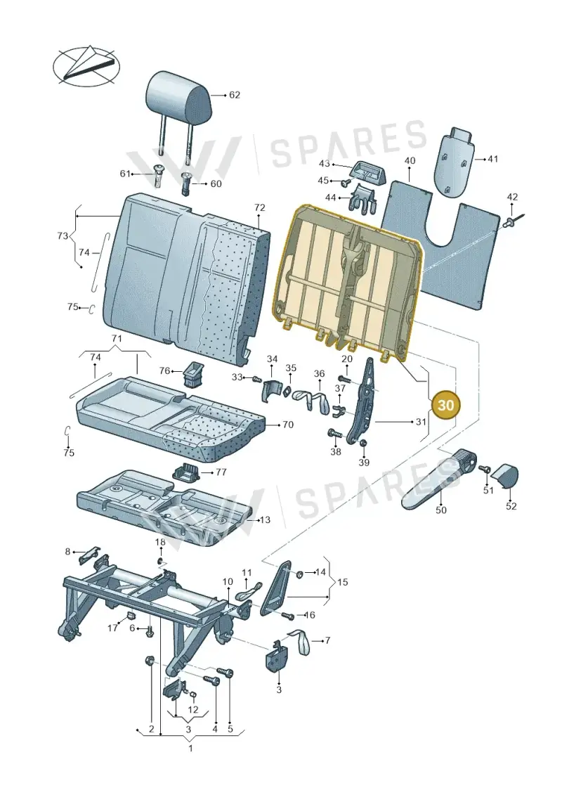 7E0883045BC — Volkswagen Caravelle (2019-2024) diagram 861883000, position 30