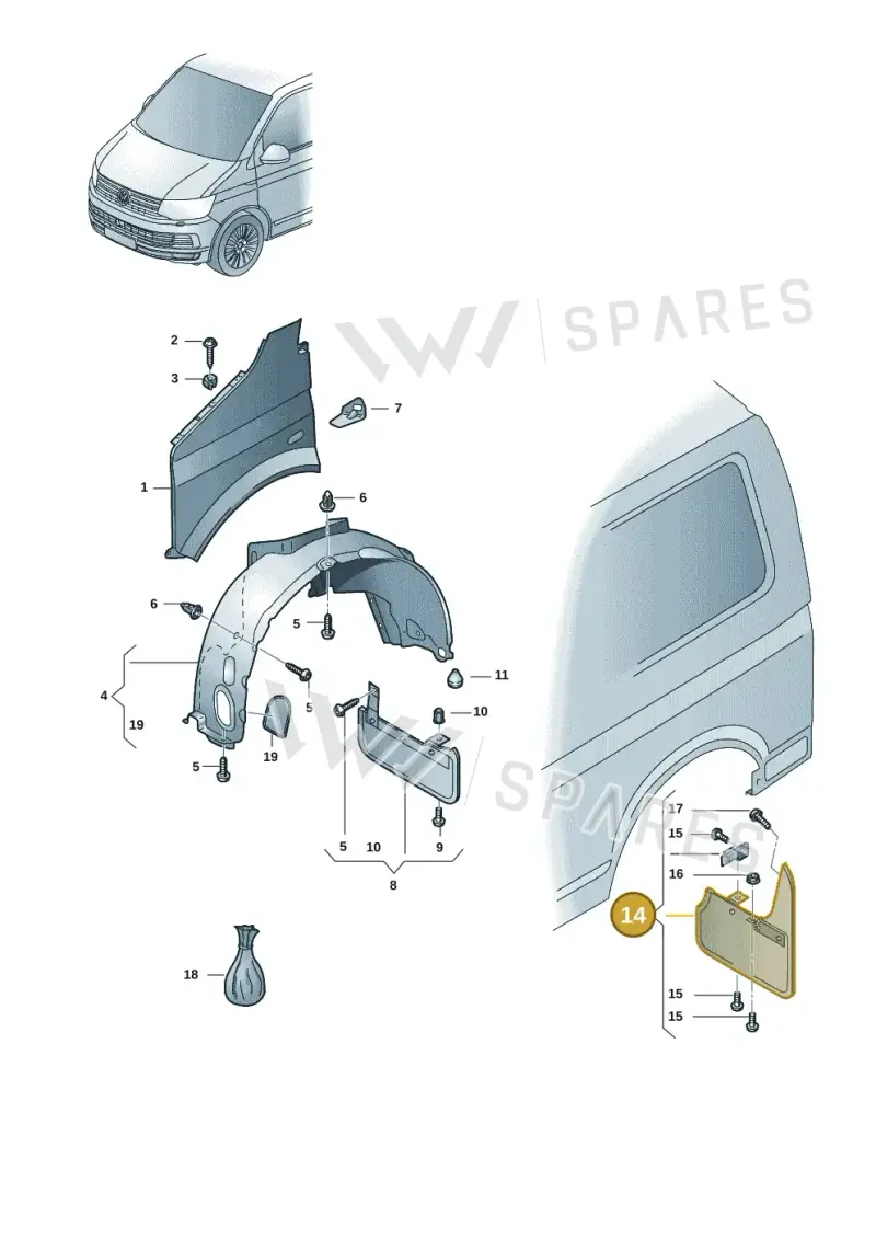 7E0898812 — Volkswagen Caravelle (2019-2024) diagram 7ep821100, position 14