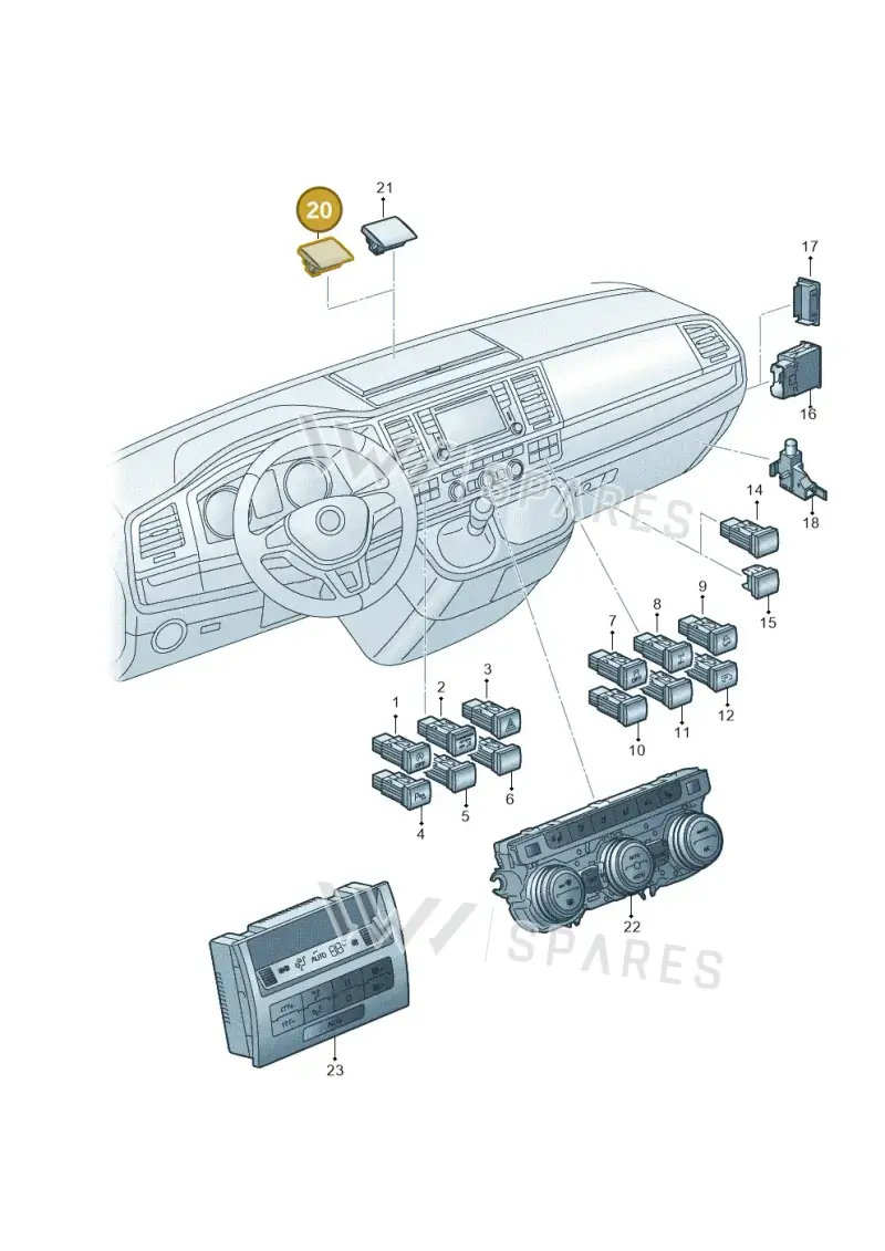 7E0907539A — Volkswagen Caravelle (2015-2019) diagram 861941500, position 20