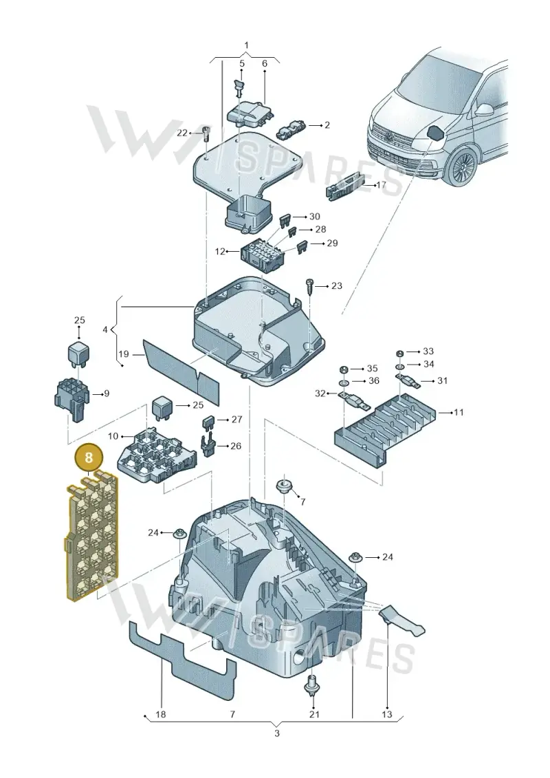 7E0937545B — Volkswagen Caravelle (2015-2019) diagram 861937100, position 8