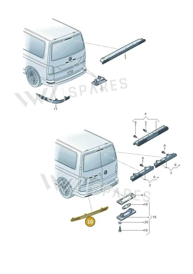 7E0945105A — Volkswagen Caravelle (2015-2019) diagram 861945200, position 10