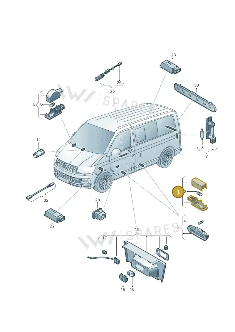 7E0947415 — Volkswagen Caravelle (2015-2019) diagram 861947040, position 1