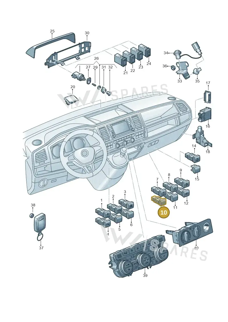 7E0959511FWHS — Volkswagen Caravelle (2015-2019) diagram 861941510, position 10