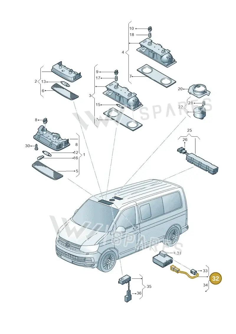 7E0971014B — Volkswagen Caravelle (2015-2019) diagram 861947010, position 32