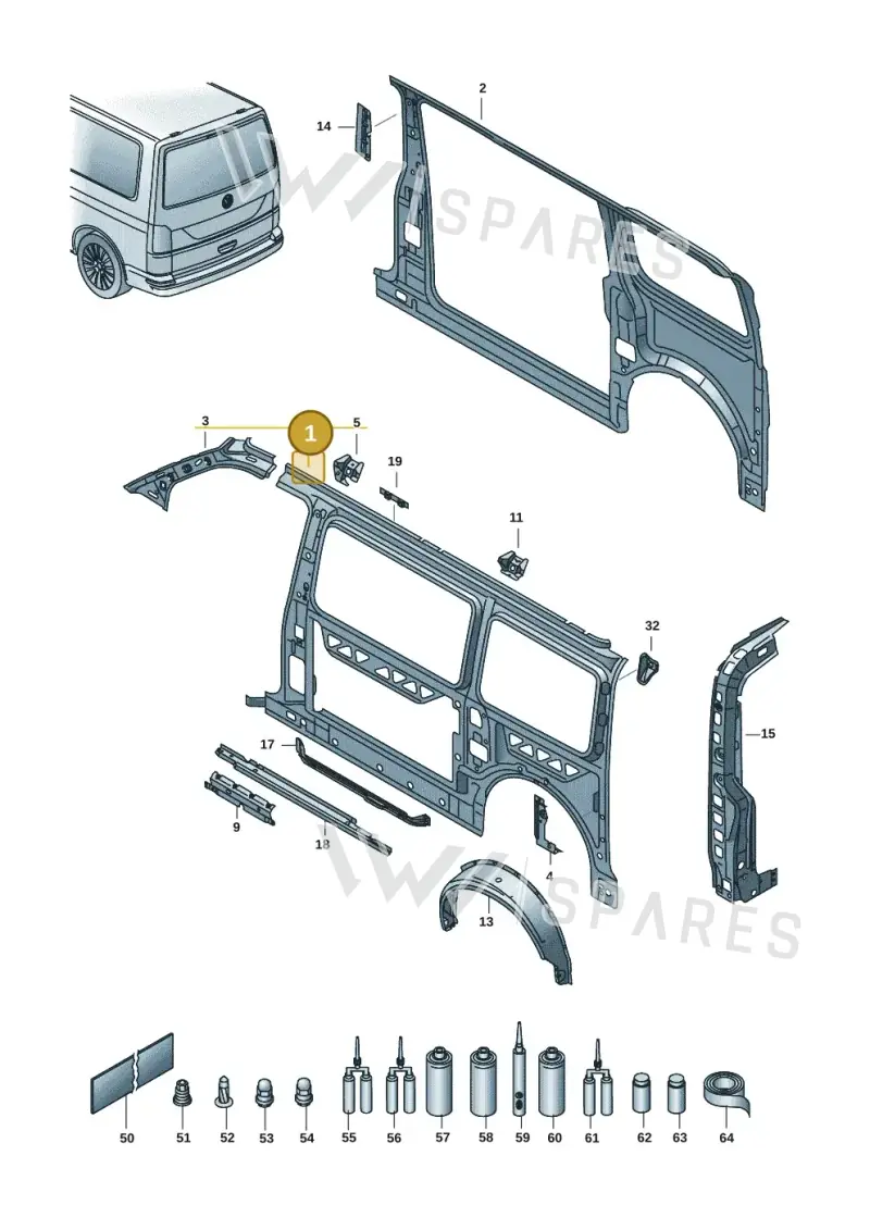 7E1809405F — Volkswagen Transport. multivan (2019-2024) diagram 7em809000, position 1