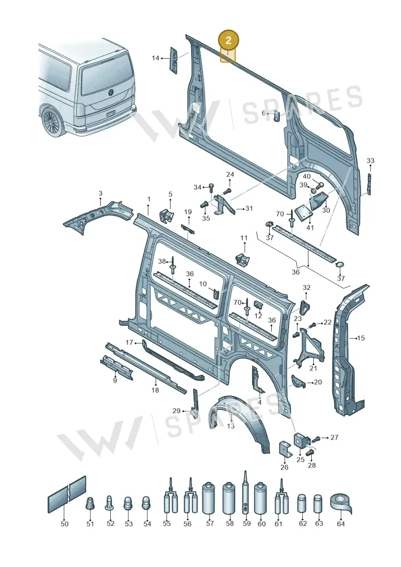 7E1809406H — Volkswagen Caravelle (2019-2024) diagram 861809000, position 2