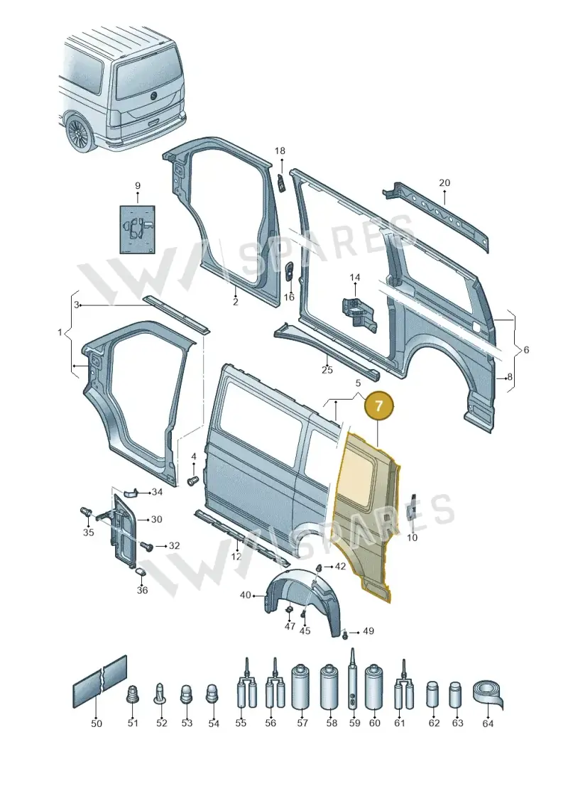 7E1809844A — Volkswagen Transport. multivan (2019-2024) diagram 861809200, position 7