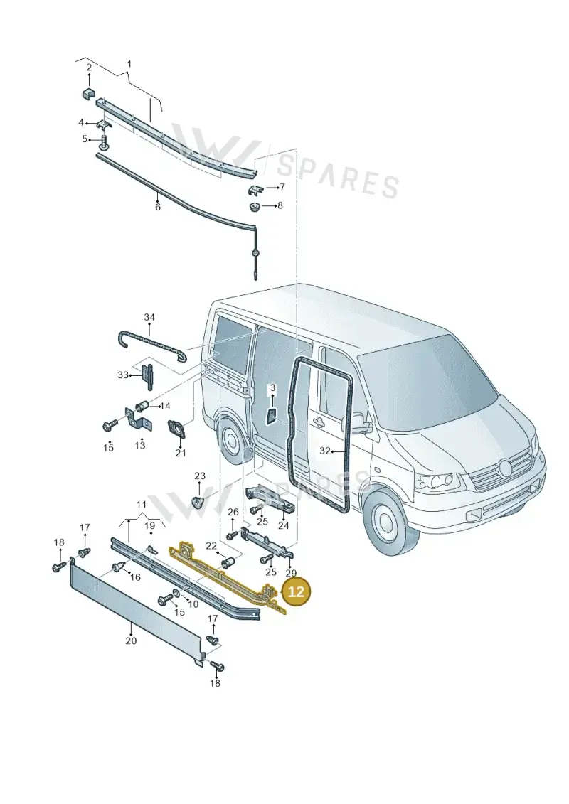 7E1843871D — Volkswagen Transp. caravelle (2011-2015) diagram 410843500, position 12