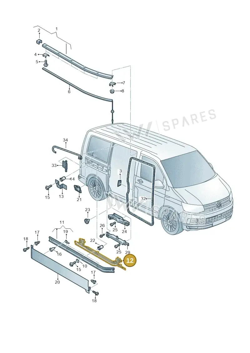 7E1843871D — Volkswagen Transporter Multivan (2019-2024) diagram 861843500, position 12