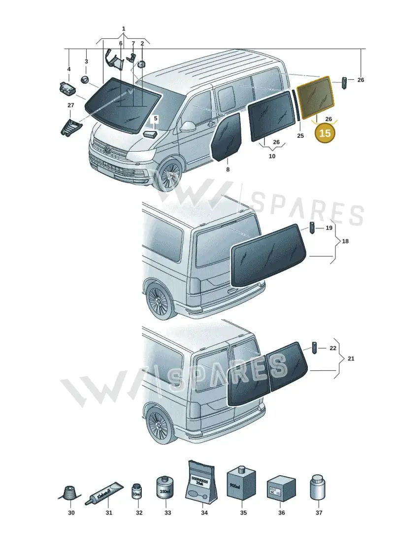 7E1845332DNVB — Volkswagen Caravelle (2019-2024) diagram 7ep845000, position 15