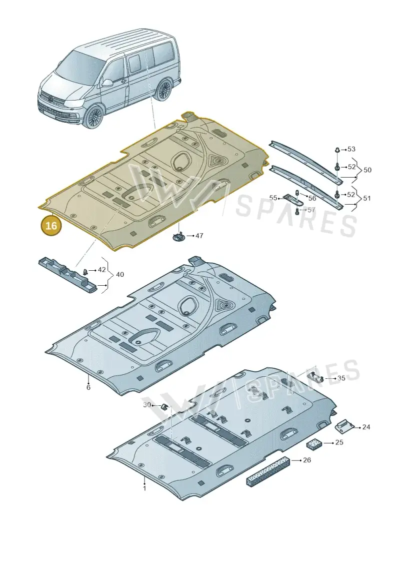 7E1867499AH6K8 — Volkswagen Caravelle (2015-2019) diagram 861867650, position 16