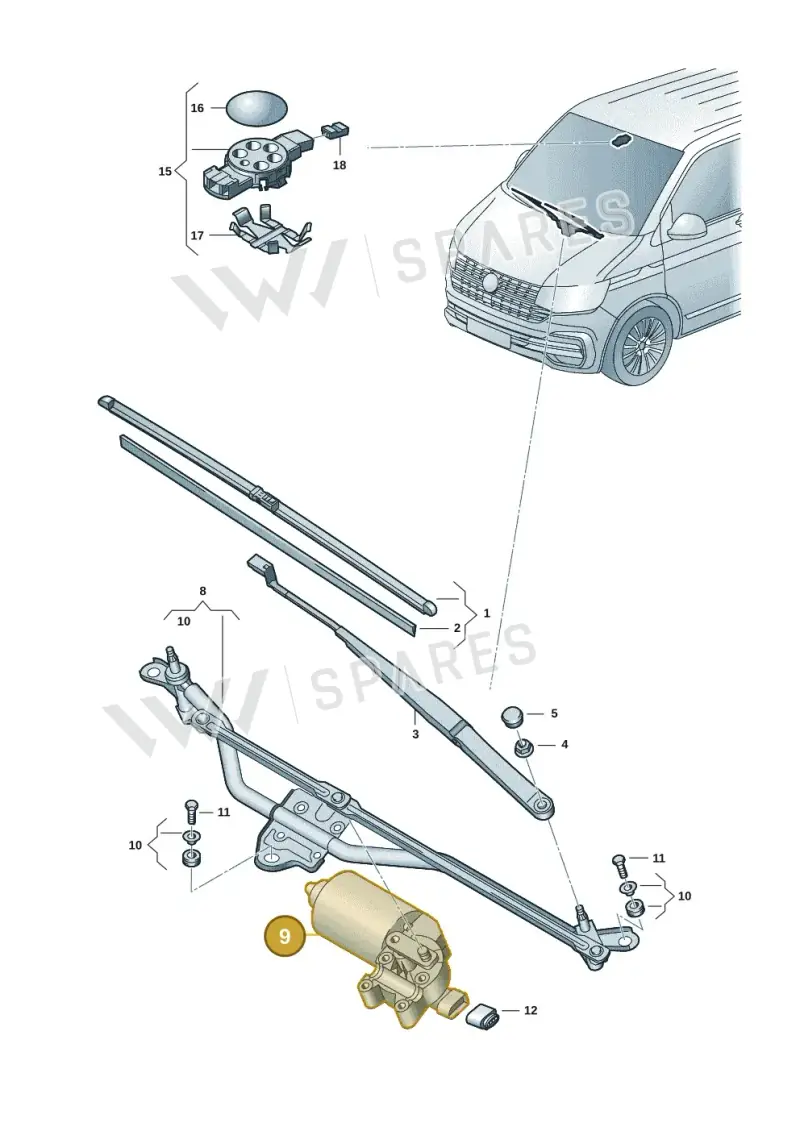 7E2955113G — Volkswagen Transporter Multivan (2019-2024) diagram 7em955000, position 9