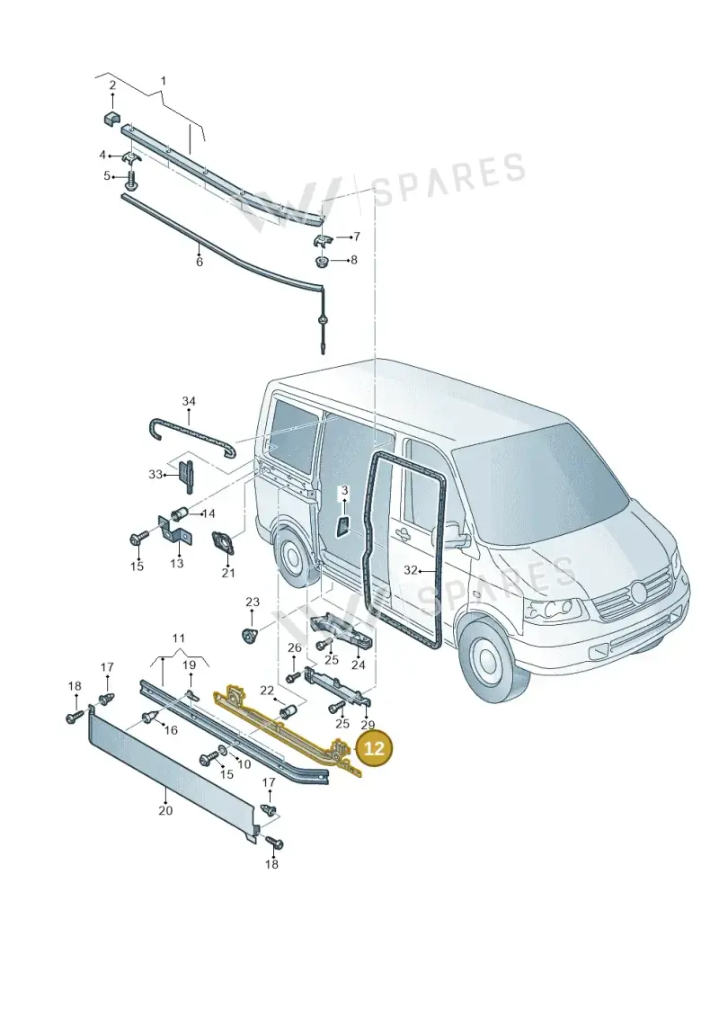 7E3843871D — Volkswagen Transp. caravelle (2011-2015) diagram 410843500, position 12