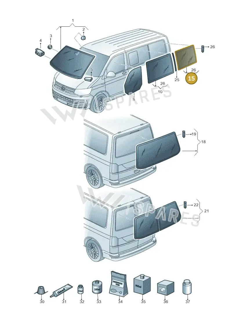 7E3845331HNVB — Volkswagen Caravelle (2015-2019) diagram 861845000, position 15