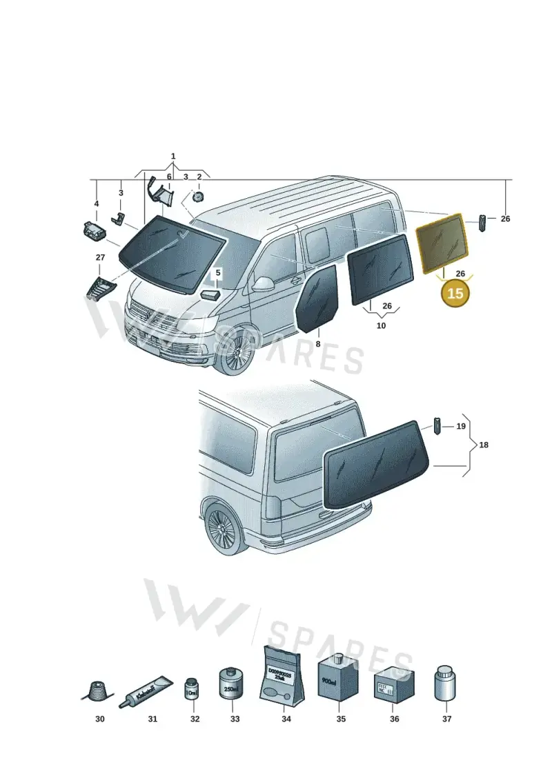 7E3845331HNVB — Volkswagen Transporter Multivan (2019-2024) diagram 7em845000, position 15