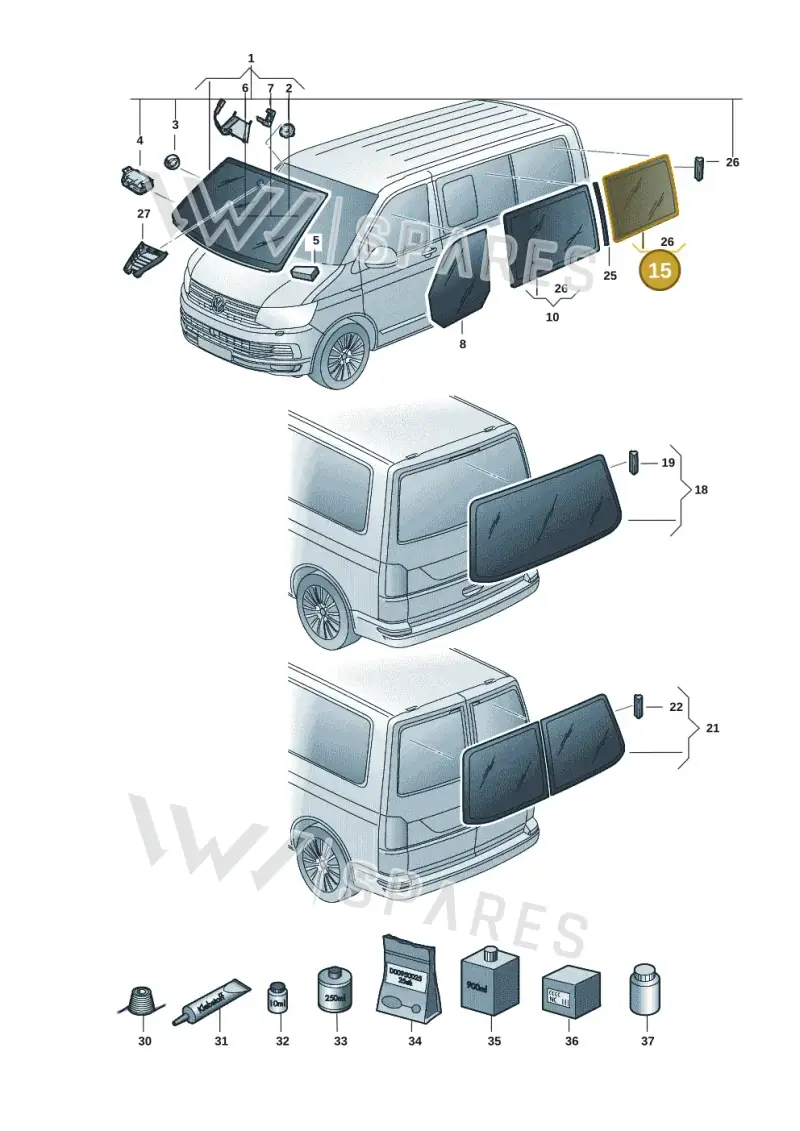 7E3845332HNVB — Volkswagen Caravelle (2019-2024) diagram 7ep845000, position 15