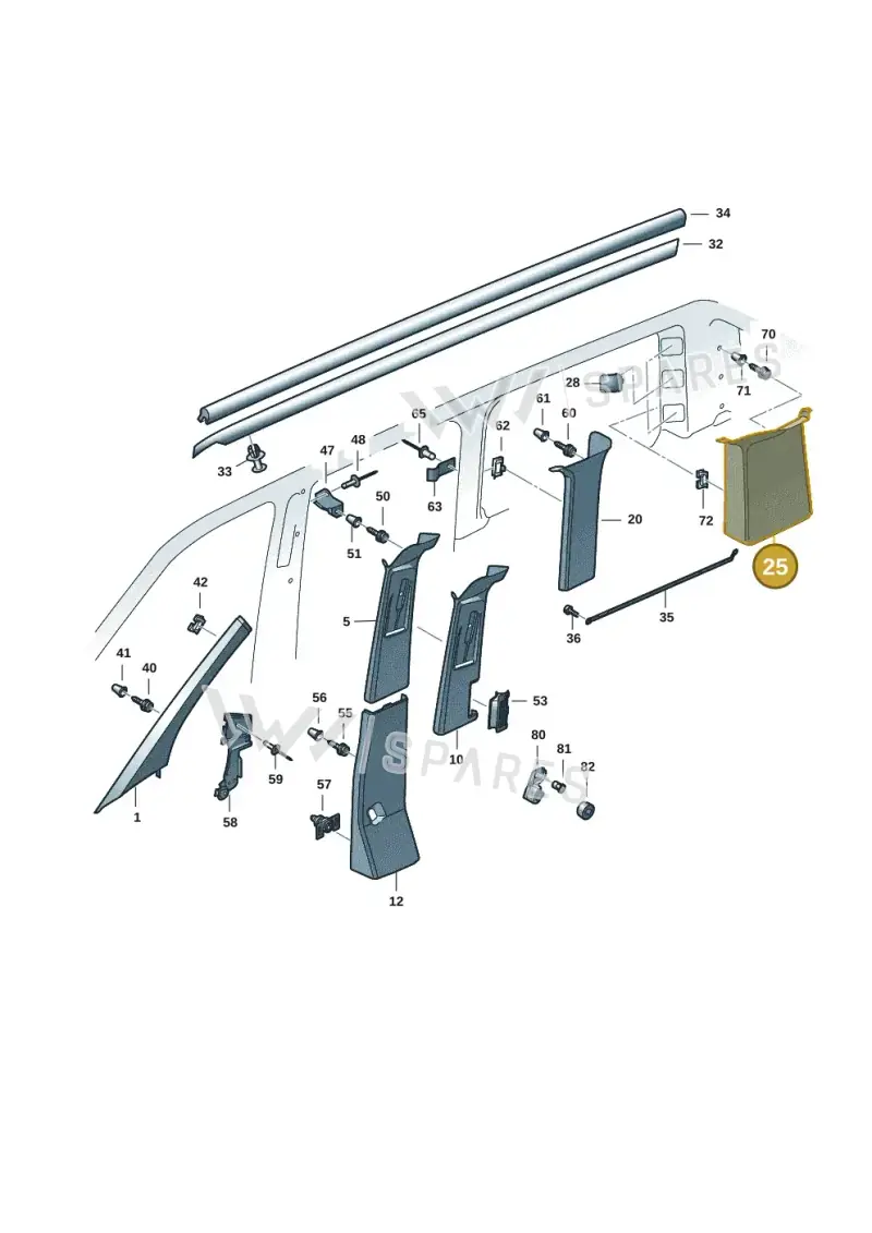 7E3867246EY20 — Volkswagen Caravelle (2019-2024) diagram 7ep867070, position 25