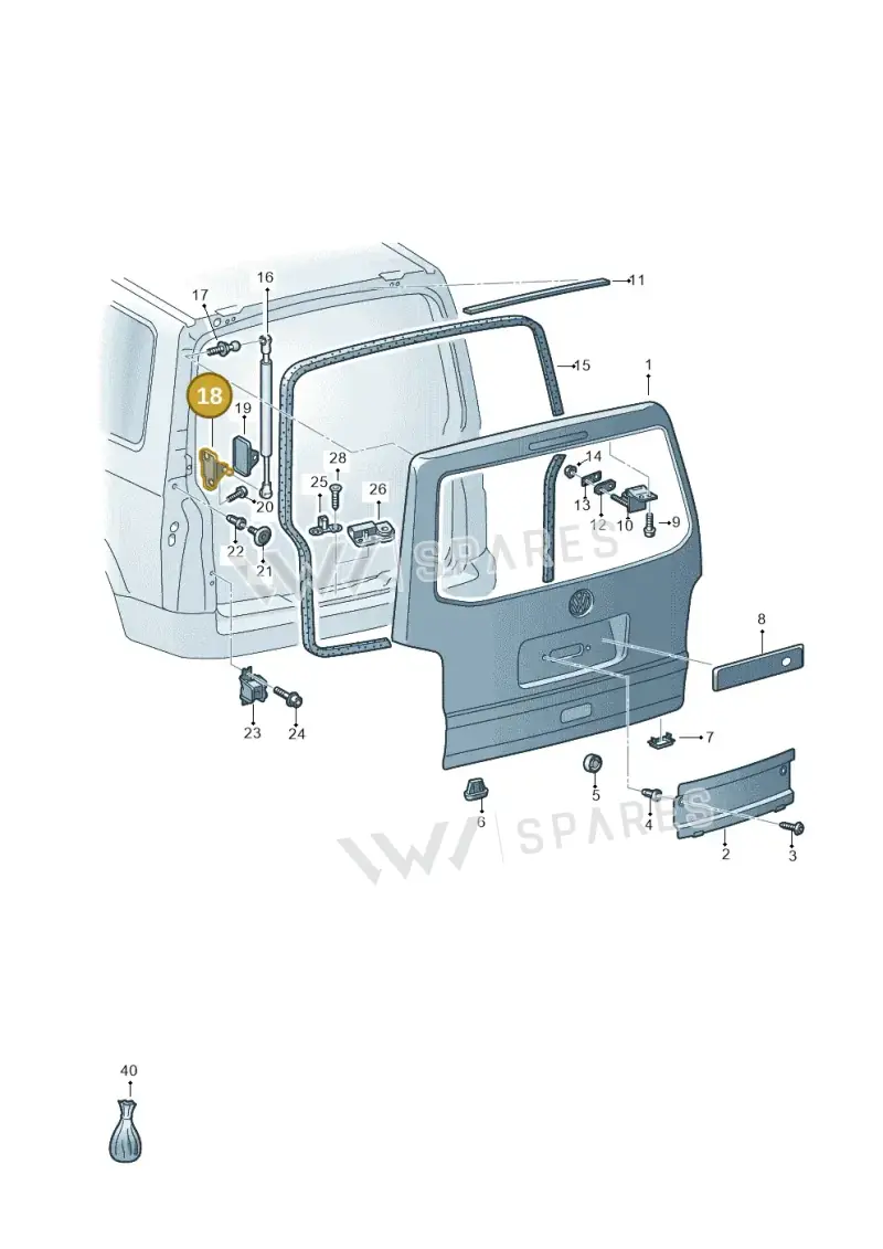 7E5827436B — Volkswagen Caravelle (2015-2019) diagram 861827000, position 18