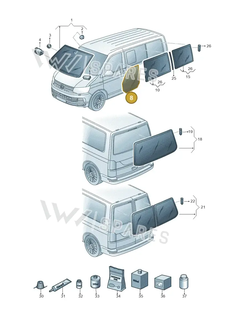 7E5845201A — Volkswagen Caravelle (2015-2019) diagram 861845000, position 8