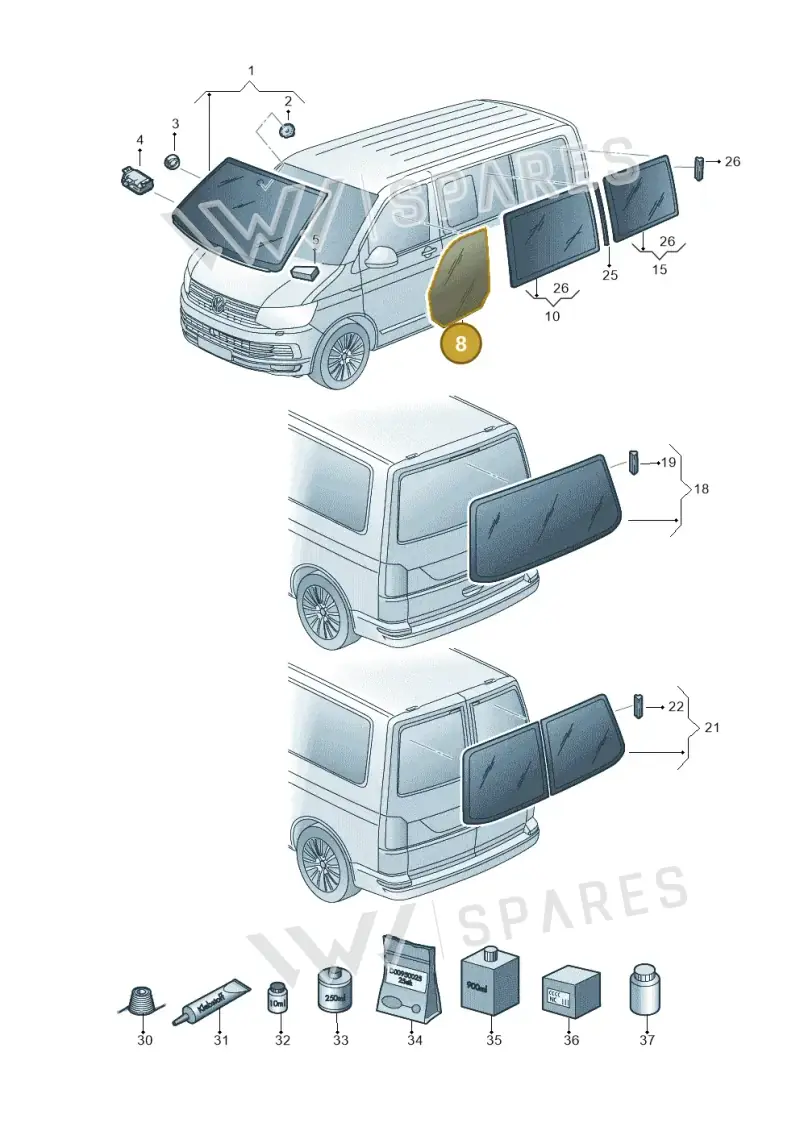 7E5845202A — Volkswagen Caravelle (2015-2019) diagram 861845000, position 8