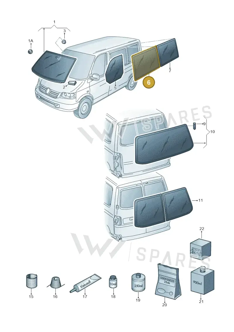 7E5845305G — Volkswagen Transp. caravelle (2011-2015) diagram 410845000, position 6